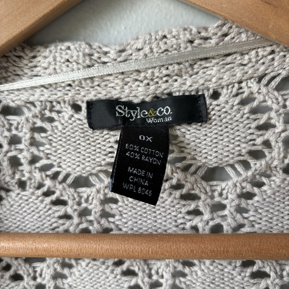 Style & Co Women's‎ Cardigan Beige Loose Knitted Size 0X Boho Cottagecore - Picture 2 of 9